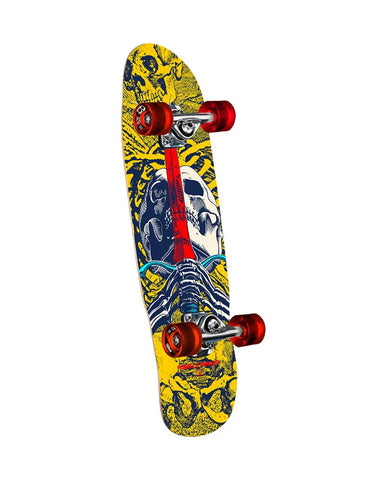 Powell Peralta MINI Skull & Sword Cruiser Complete 8.00" - Yellow / Blue