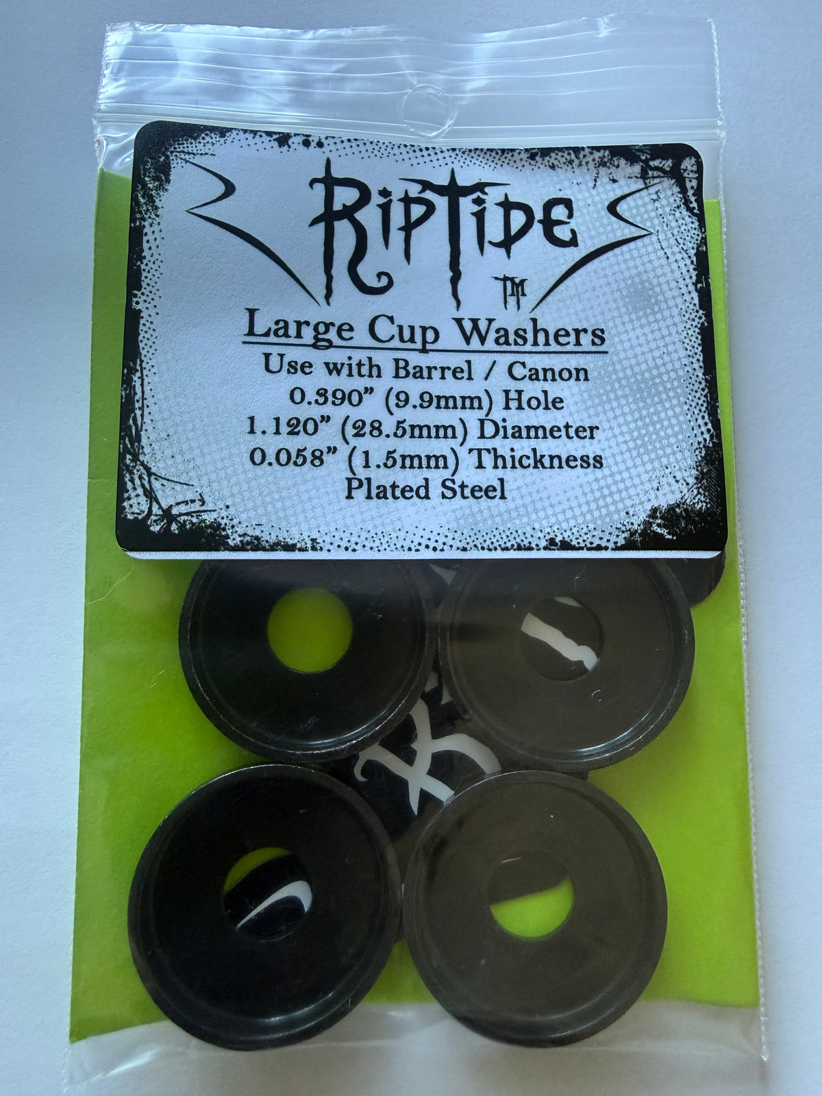 RipTide Large Cup Washers in black for barrel and canon bushings, 2 pair pack