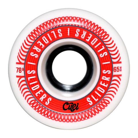 Cuei Sliders 65mm 78A White & Red Wheels - The Boardroom